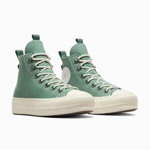 Converse Women's CTAS Lift Hi platform shoes Herby Admiral green A08864C